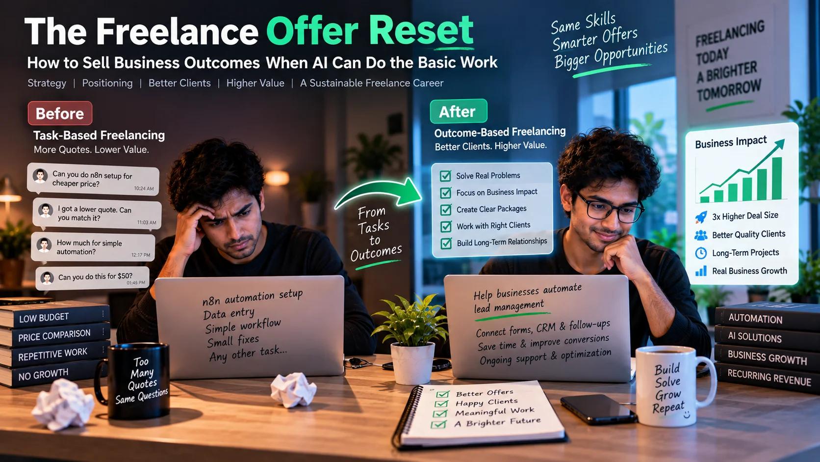 The Freelance Offer Reset: How to Sell Business Outcomes When AI Can Do the Basic Work
